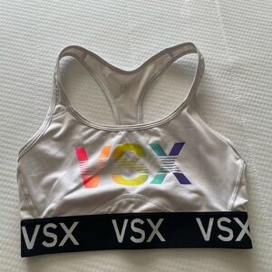 Victoria’s Secret VSX White Sports Bra with Colorful Logo